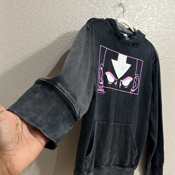 Nickelodeon Avatar  Last Airbender Black Acid Wash Hoodie Long Sleeve sz Small - Picture 3 of 8